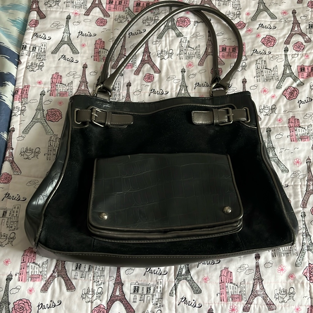 Isaac Mizrahi Black Leather Satchel Purse